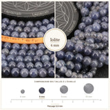 Perles Iolite 6 mm en pierre naturelle, Qualité AA+