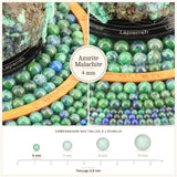 Petites perles Azurite Malachite Stabilisée 4 mm, Qualité AA+