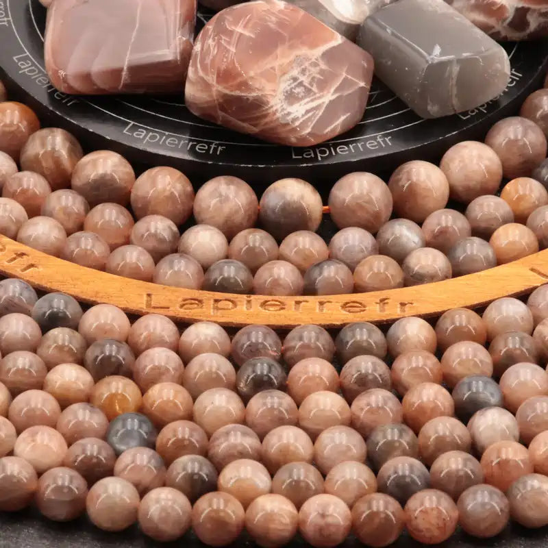 Perles Pierre de Lune Noire en pierre naturelle ronde 6/8/10 mm de Qualité AAA, pour la création de bijoux et lithothérapie