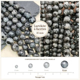 Grosses perles Larvikite à facettes 10 mm