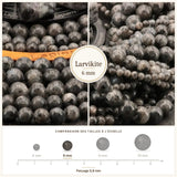 Perles Larvikite 6 mm en pierre naturelle, Qualité AAA