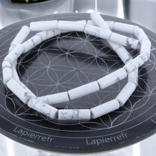 Perles Howlite 4 mm x 13 - Lot de 26 perles naturelles perle pierre naturelle blanc howlite tube bracelet