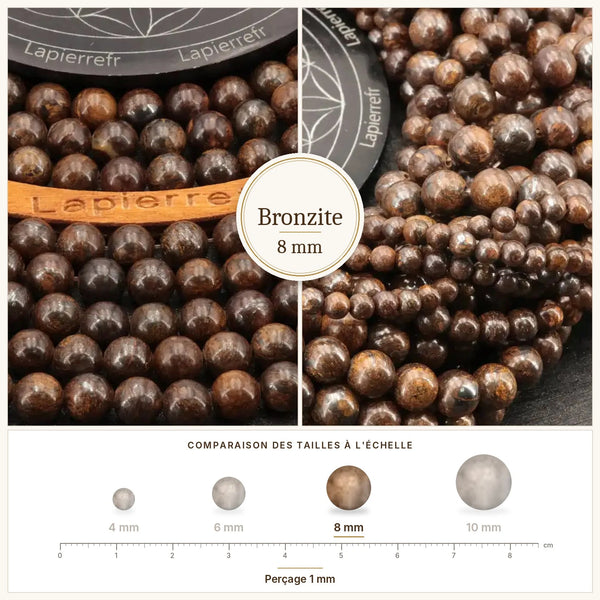 Perles marron à reflets bronze en bronzite de 8 mm pour bijoux