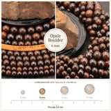 Perles Opale Boulder 6 mm en pierre naturelle, Qualité AA+