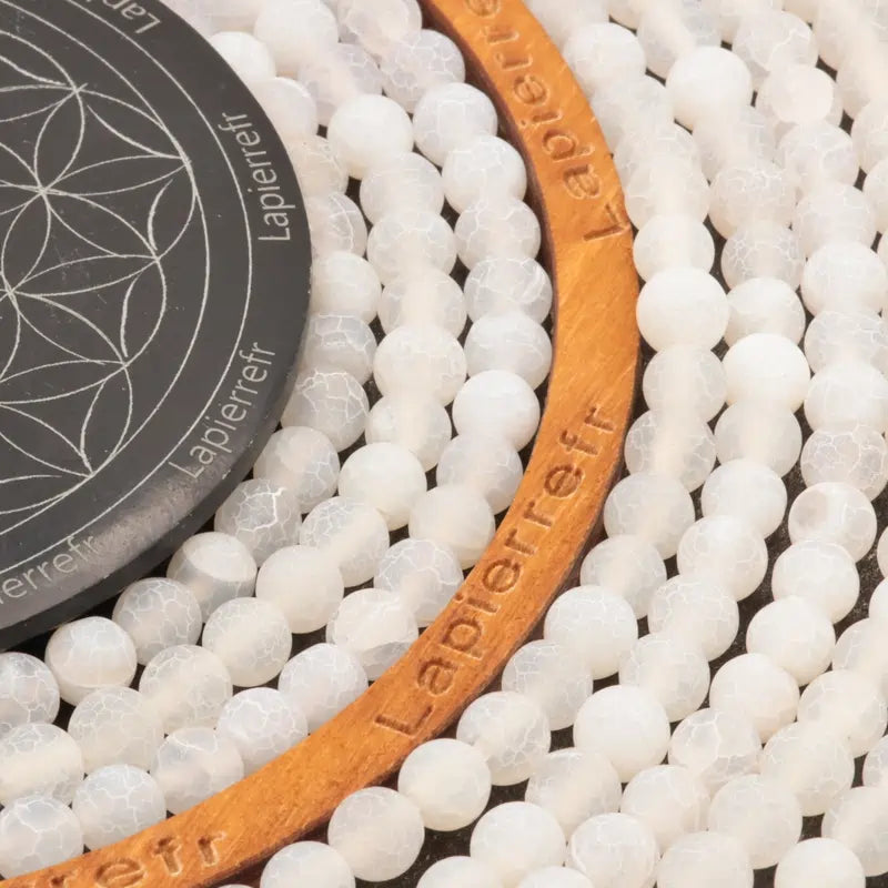 Perles Agate blanche craquelée ronde en 4/6/8 mm pour la création de bijoux