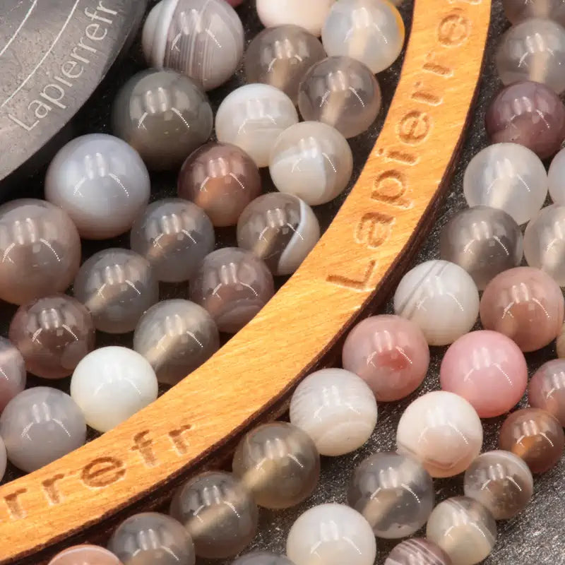 Perles Agate Botswana en pierre naturelle ronde 6/8/10 mm de Qualité AAA, pour la création de bijoux et lithothérapie