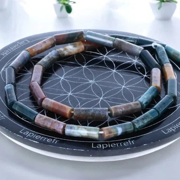 Perles tube d'Agate Indienne en pierre naturelle 4mm, lot de 26 pour création de bijoux