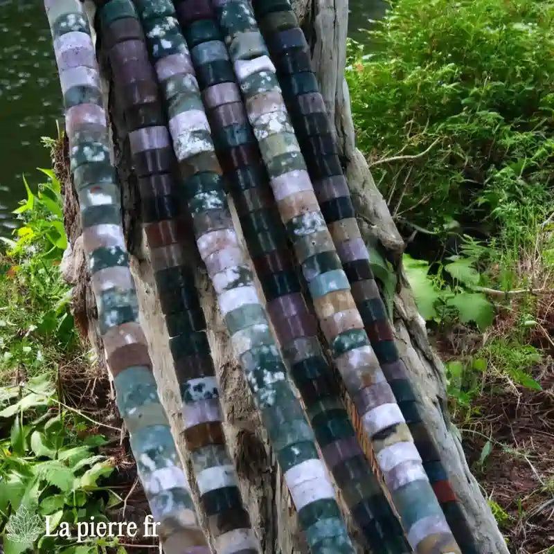 Agate Indienne : Perles en pierre naturelle ronde et plate 4mm "Heishi" – Fil de 36cm, idéal pour la création de bijoux