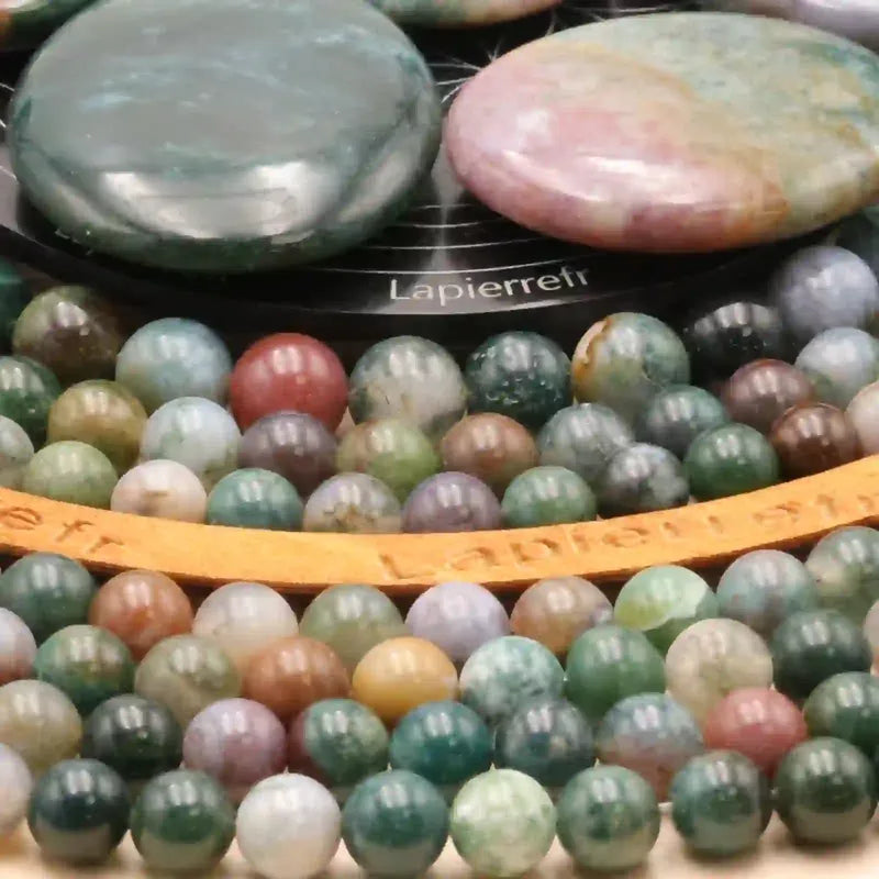 Perles d'Agate Indienne multicolore rondes en 4, 6, 8 et 10 mm, pierre naturelle pour la création de bijoux