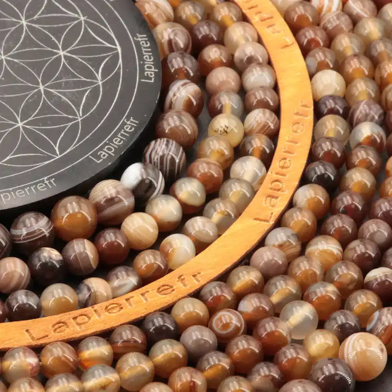 Perles Agate Marron naturelle ronde 4/6/8/10 mm de Qualité AA, pour la création de bijoux et lithothérapie