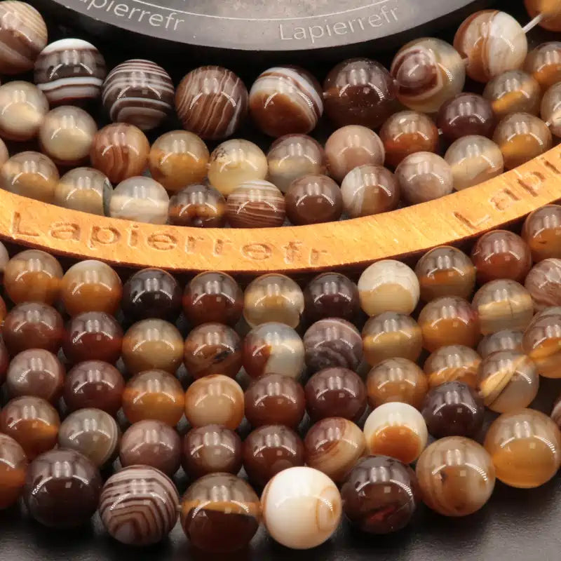 Fil de perles d'Agate Marron, pierre ronde de qualité AA pour création de bijoux