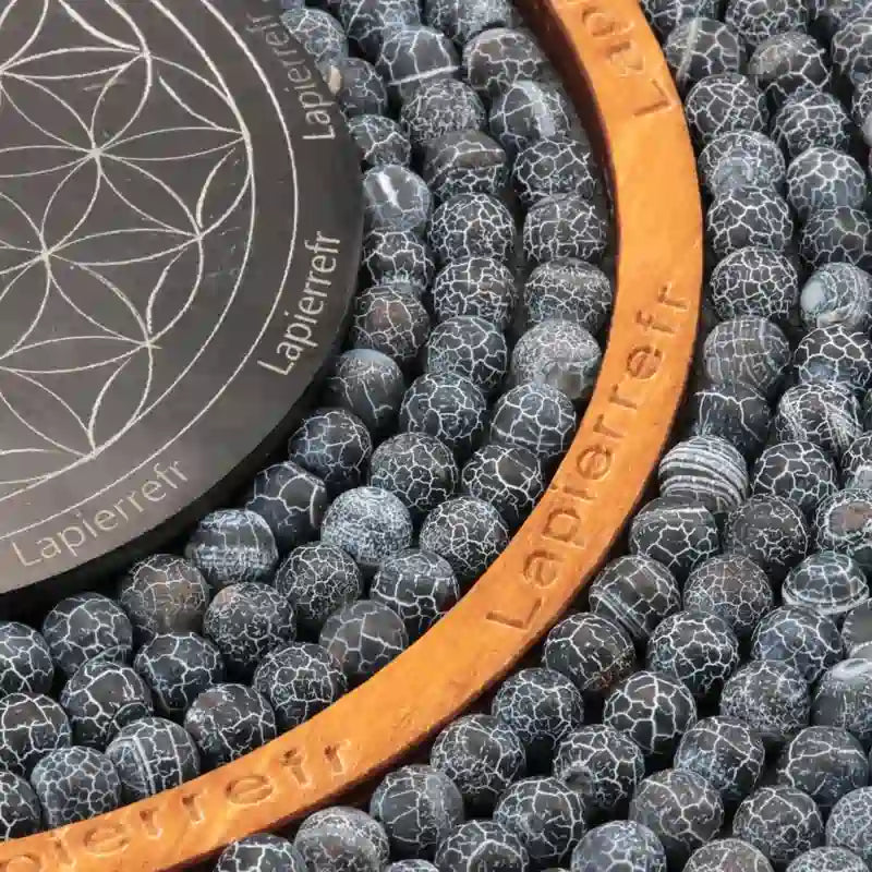 Perles Agate noire craquelée ronde en 4/6/8 mm pour la création de bijoux, Qualité AA+