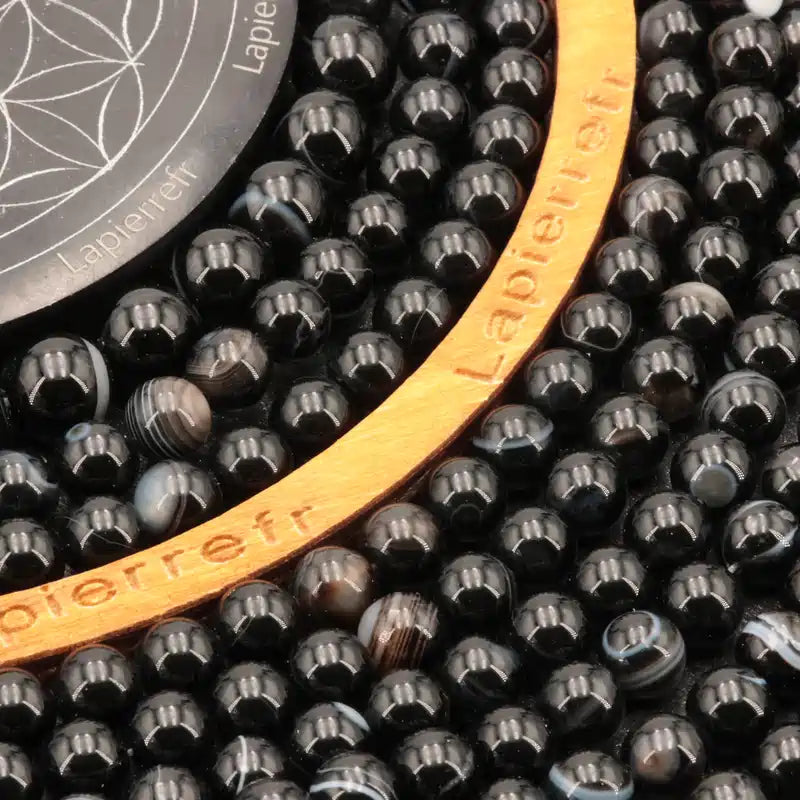 Perles Agate naturelle noire en pierre naturelle ronde 4/6/8/10 mm de Qualité AAA, pour la création de bijoux et lithothérapie