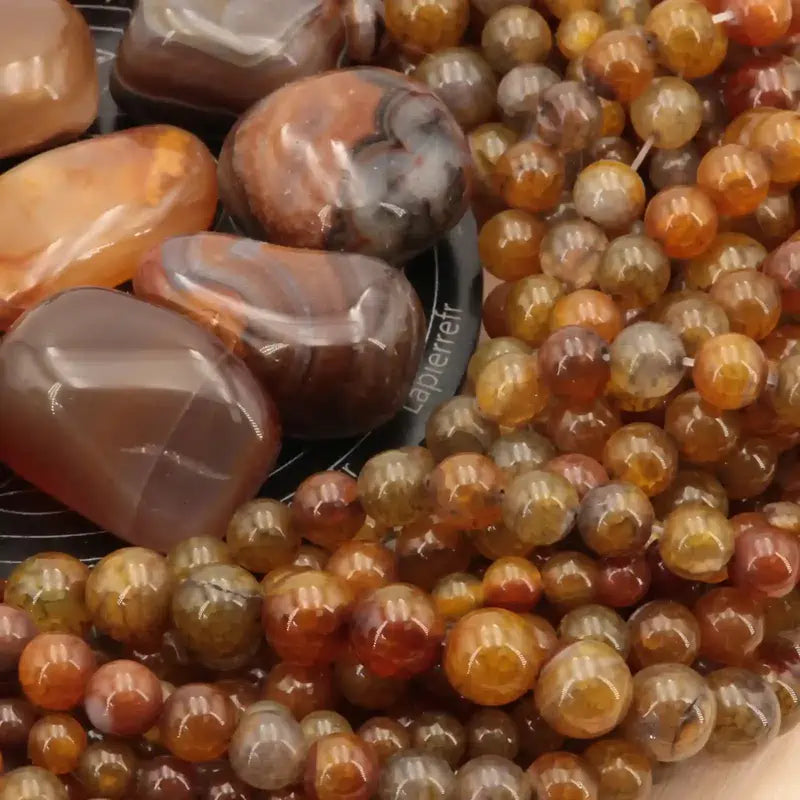 Perles rondes d'Agate Veine de Dragon en vrac, pierre naturelle rouge veinée pour bijoux