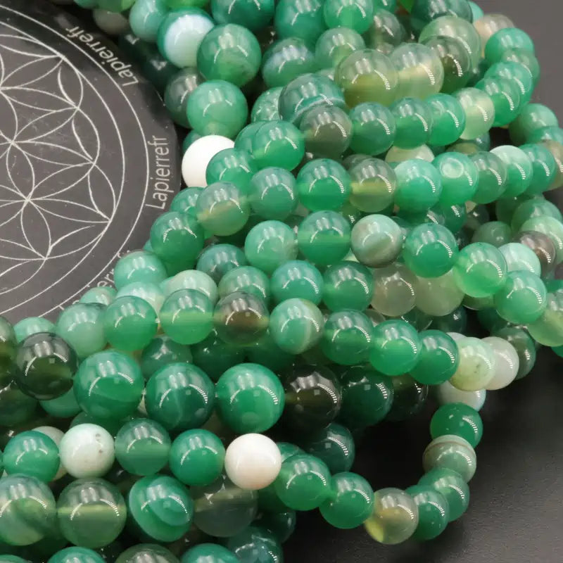 Perles rondes d'Agate Verte en vrac, pierre verte pour bracelet et collier
