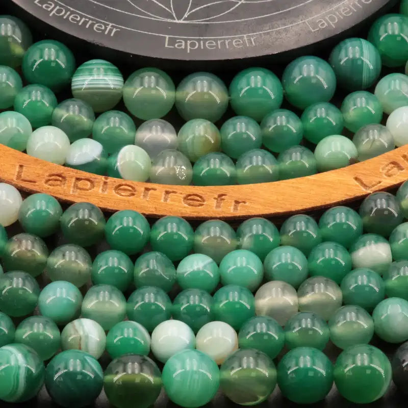 Fil de perles d'Agate Verte, pierre ronde de qualité AA pour création de bijoux