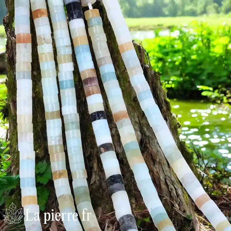 Amazonite : Perles en pierre naturelle ronde et plate 4mm "Heishi" – Fil de 36cm, idéal pour la création de bijoux