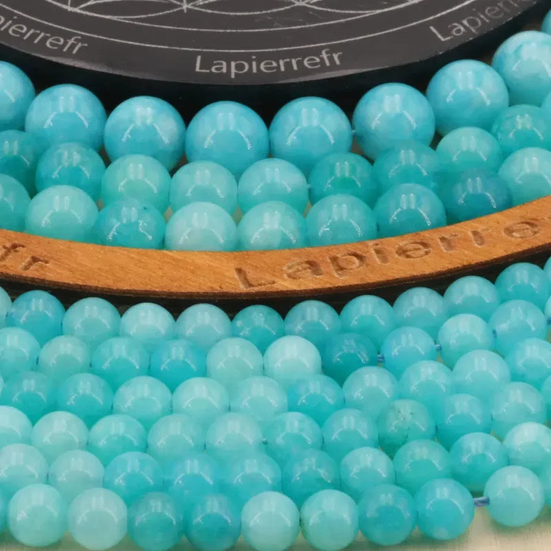 Perles pierres naturelles en amazonite rondes 4mm, 6mm, 8mm, 10mm pour la création de bijoux et lithothérapie - La Pierre Fr