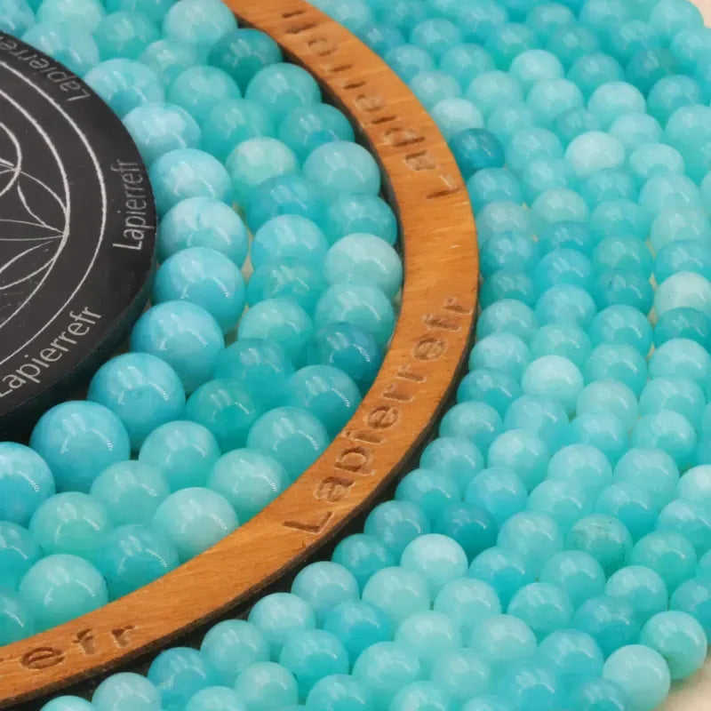 Perles pierres naturelles en amazonite rondes 4mm, 6mm, 8mm, 10mm pour la création de bijoux et lithothérapie - La Pierre Fr