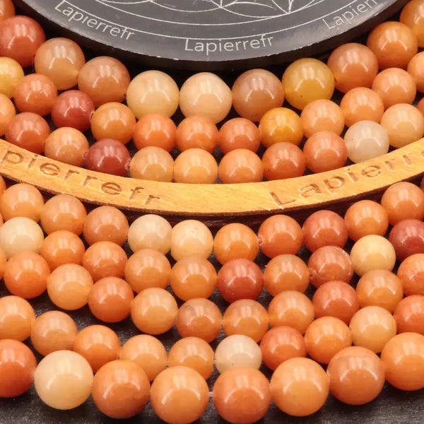 Perles Aventurine Orange en pierre naturelle ronde 4/6/8/10 mm de Qualité AAA, pour la création de bijoux et lithothérapie