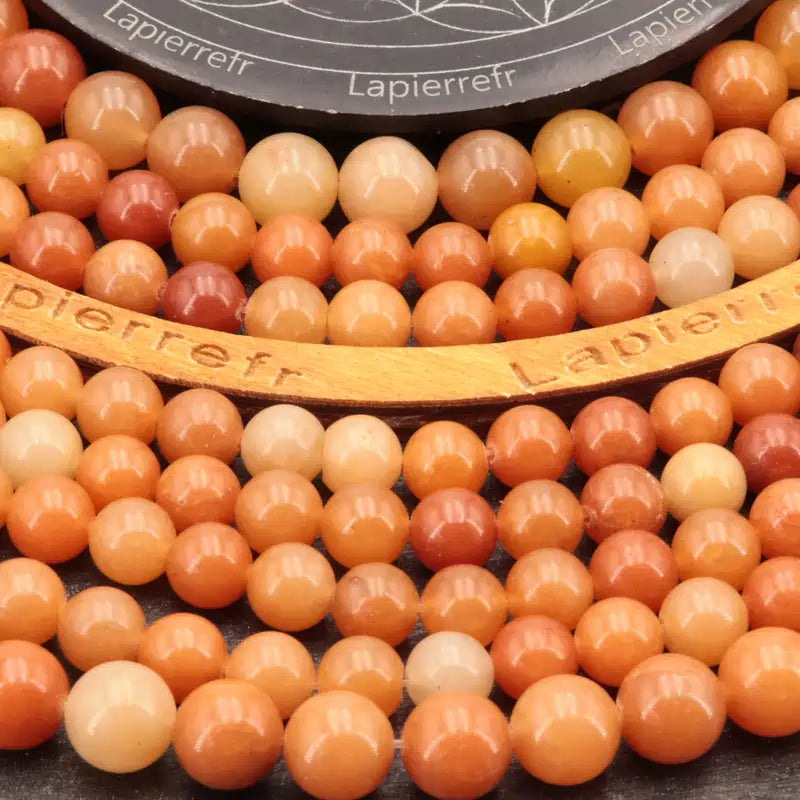 Fil de perles d'Aventurine Orange, pierre naturelle ronde de qualité AAA pour création de bijoux
