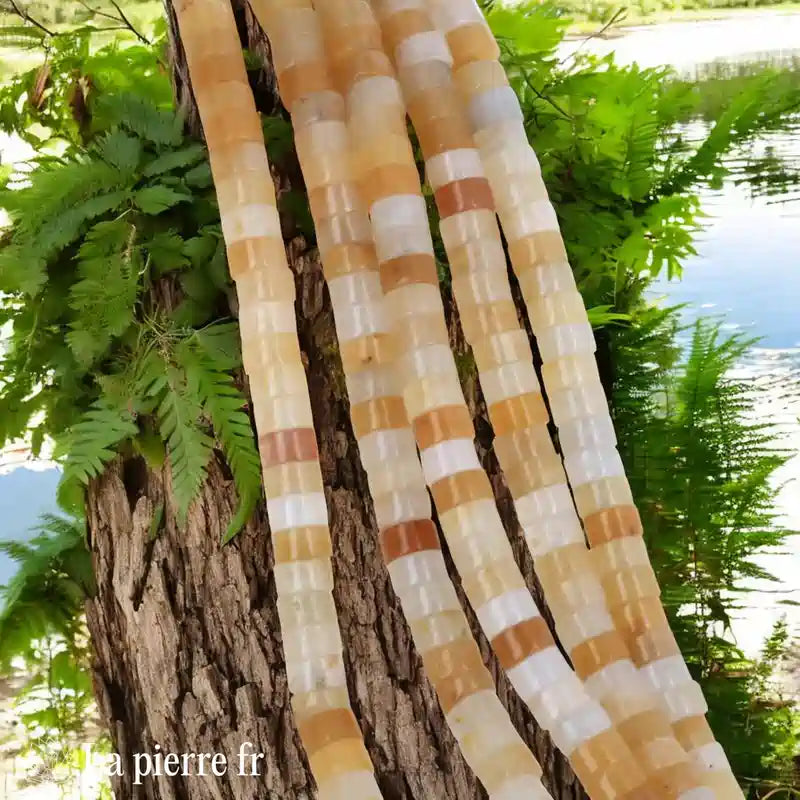 Aventurine orange : Perles en pierre naturelle ronde et plate 4mm "Heishi" – Fil de 36cm, idéal pour la création de bijoux