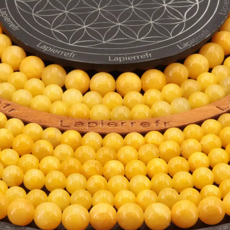 Perle pierre naturelle calcédoine jaune en 4/6/8/10mm pour la fabrication de bijoux et lithothérapie - La Pierre FR
