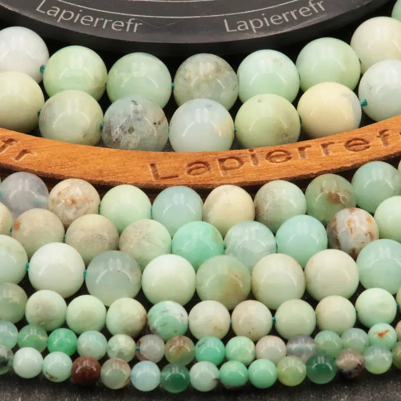 Fil de perles de Chrysoprase, pierre naturelle ronde verte de qualité AA+ pour création de bijoux