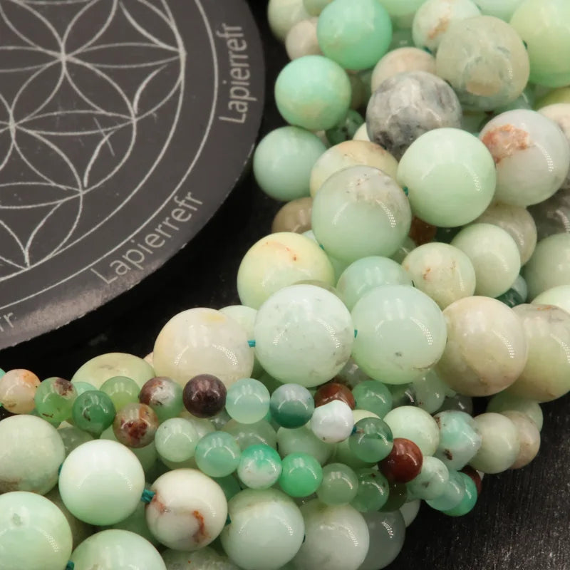 Perles rondes de Chrysoprase en vrac, pierre naturelle vert pomme pour bracelet et collier