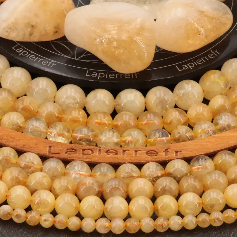 Fil de perles de Citrine, pierre naturelle ronde dorée de qualité AAA pour création de bijoux