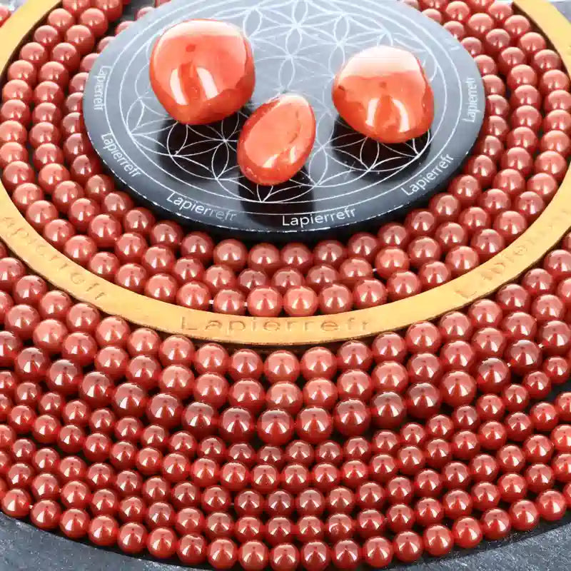 Perles Cornaline d'Uruguay en pierre naturelle ronde 6 ou 8 mm de Qualité AAA, pour la création de bijoux et lithothérapie