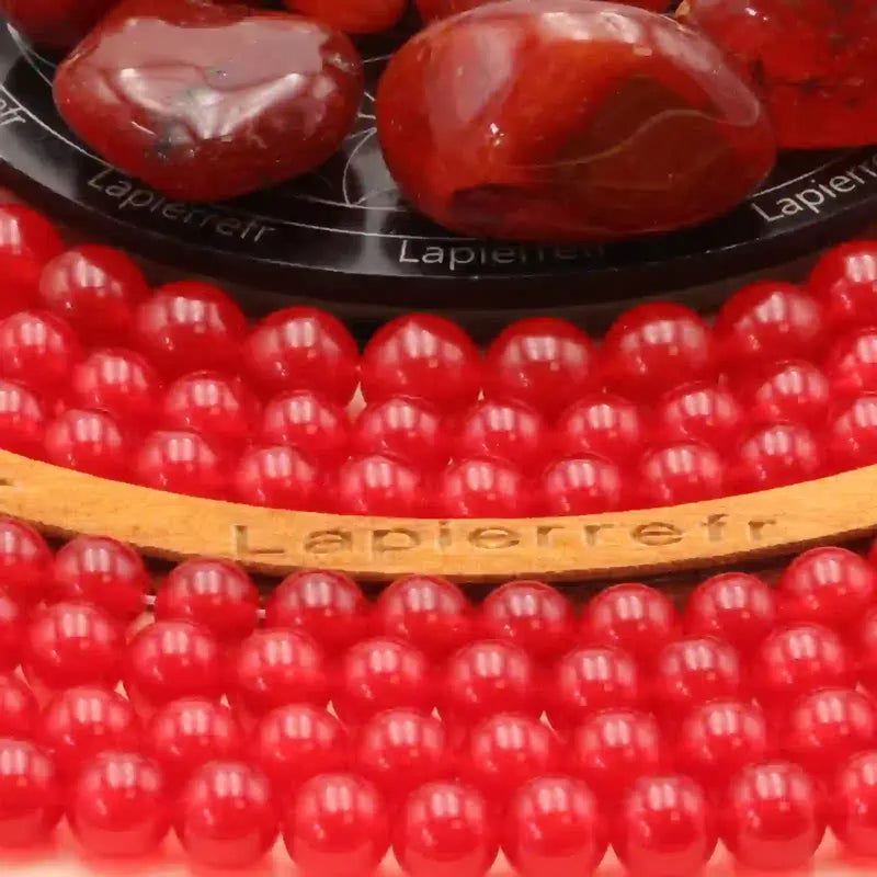 Perle pierre naturelle cornaline rouge ronde en 4/6/8/10mm pour fabrication de bijoux et lithothérapie - La Pierre Fr 