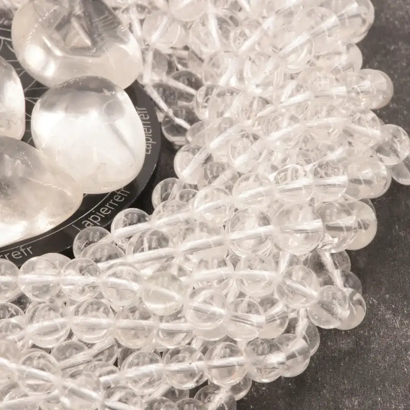 Perle pierre naturelle cristal de roche avec inclusions ronde en 4/6/8/10mm pour bracelet, collier et lithothérapie - La Pierre Fr
