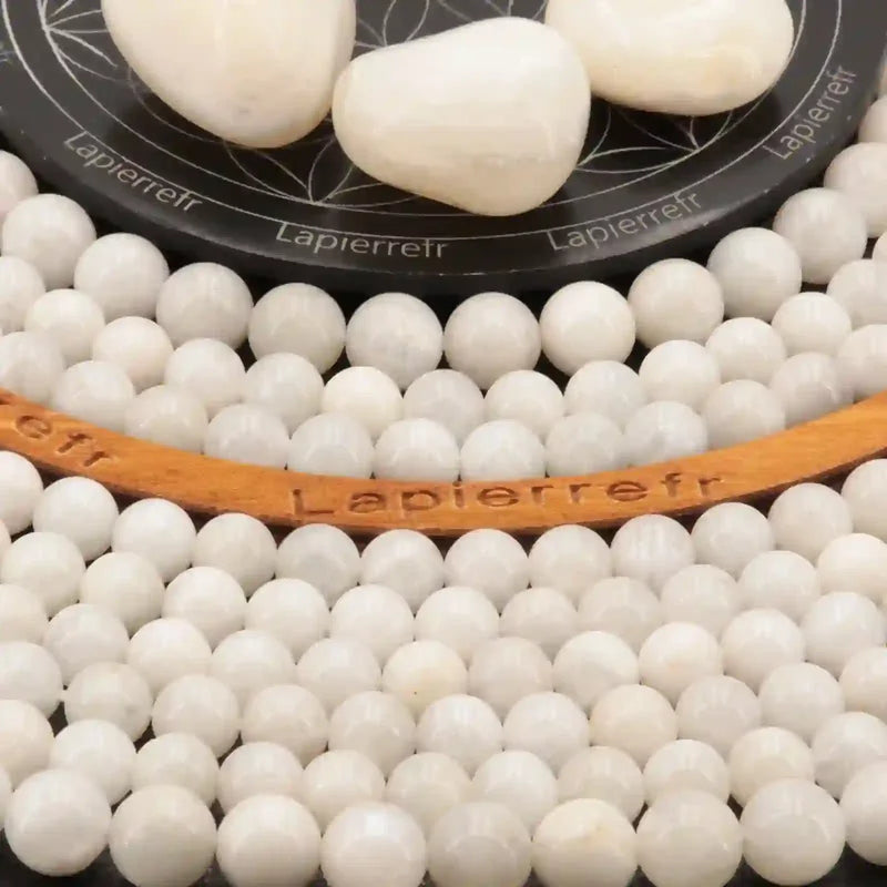 Fil de perles de Pierre de Lune, pierre naturelle ronde nacrée de qualité AAA pour création de bijoux