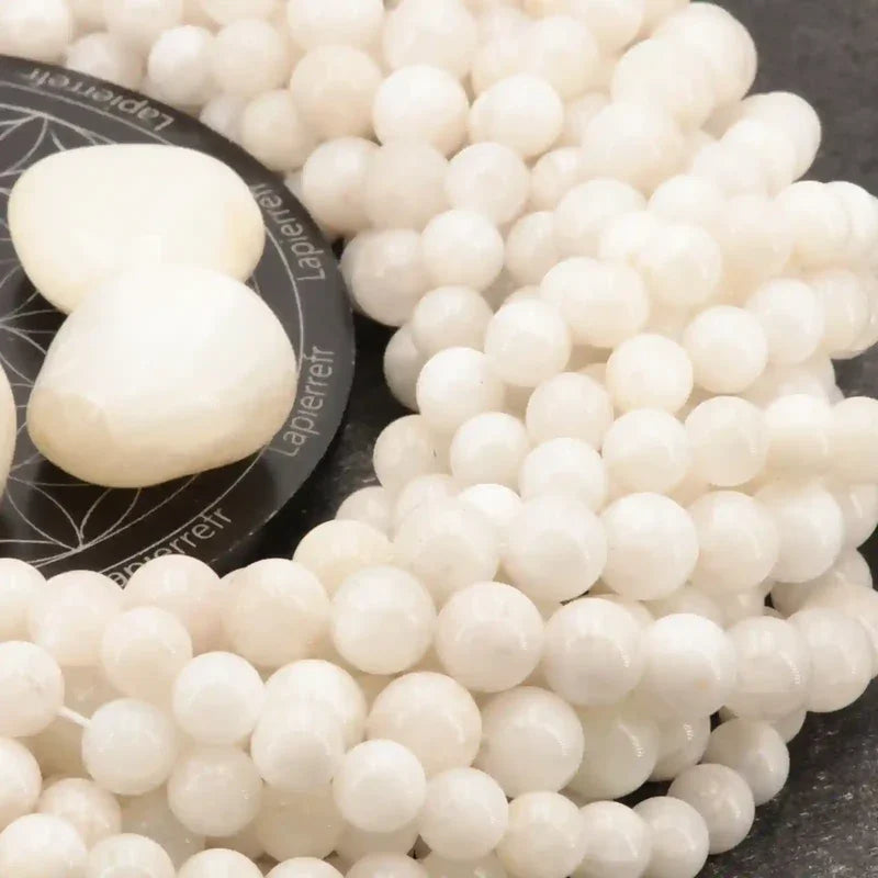 Perles rondes de Pierre de Lune en vrac, pierre naturelle blanche irisée pour bracelet et collier
