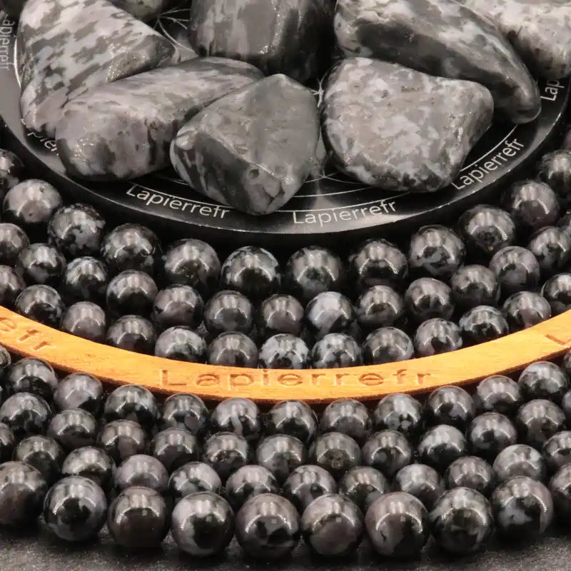 Perles Gabbro en pierre naturelle ronde 6/8/10 mm de Qualité AAA, pour la création de bijoux et lithothérapie