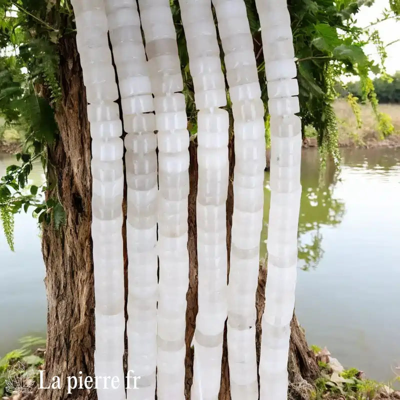 Jade Blanc : Perles Heishi en pierre naturelle 6mm – Fil de 36cm pour la création de bijoux