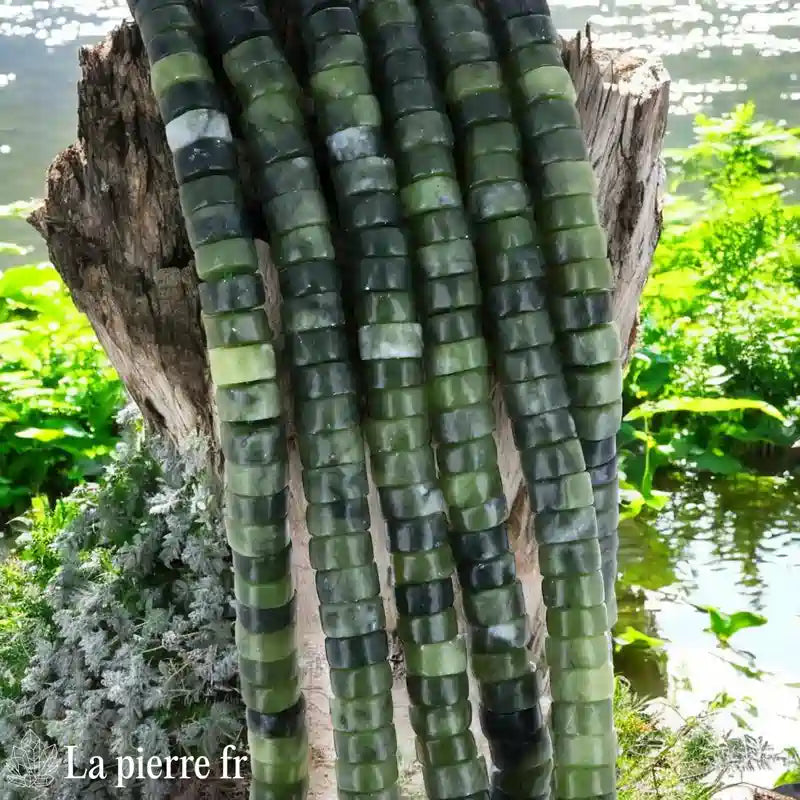 Jade Vert : Perles Heishi en pierre naturelle 6mm – Fil de 36cm pour la création de bijoux 