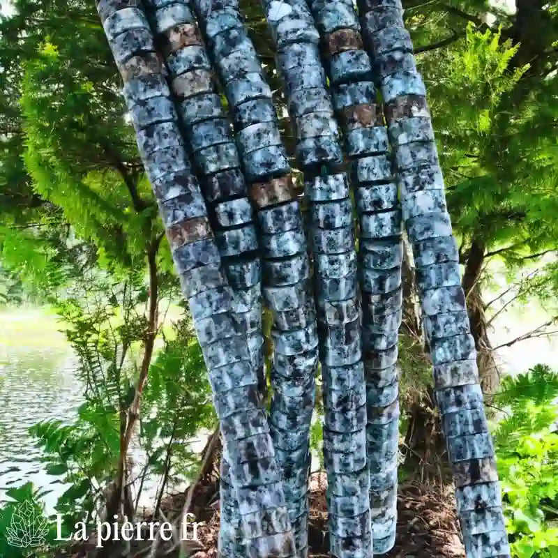 jaspe Africain : Perles Heishi en pierre naturelle 6mm – Fil de 36cm pour la création de bijoux 