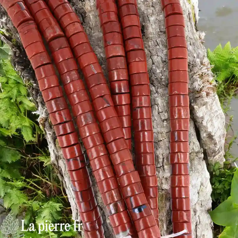 Jaspe Rouge : Perles Heishi en pierre naturelle 6mm – Fil de 36cm pour la création de bijoux