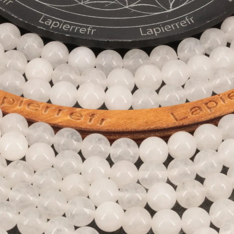 58 Perles Jade blanc en pierre naturelle ronde 6mm ou 8mm de Qualité AAA, pour la création de bijoux et lithothérapie