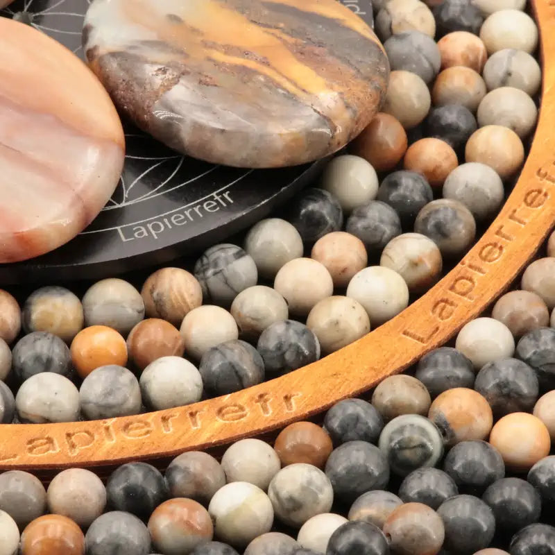 Perles Jaspe Picasso en pierre naturelle ronde 4/6/8/10 mm de Qualité AAA, pour la création de bijoux et lithothérapie