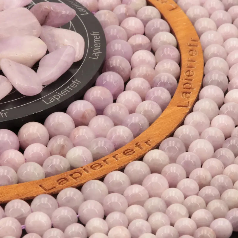 Perles Kunzite en pierre naturelle ronde 6/8/10 mm de Qualité AA+, pour la création de bijoux et lithothérapie