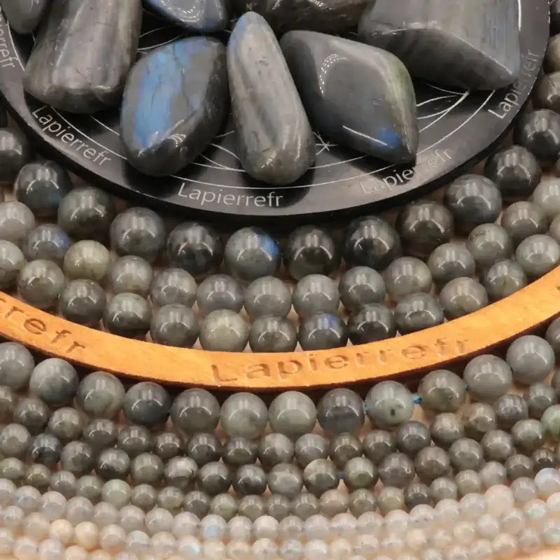 Perles de Labradorite grise aux reflets bleutés rondes en 4, 6, 8 et 10 mm, pierre naturelle pour bijoux
