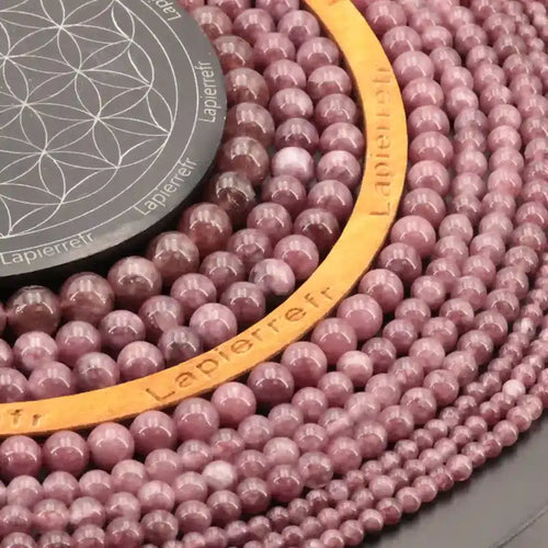 Perles Lépidolite Violette en pierre naturelle - Qualité AAA