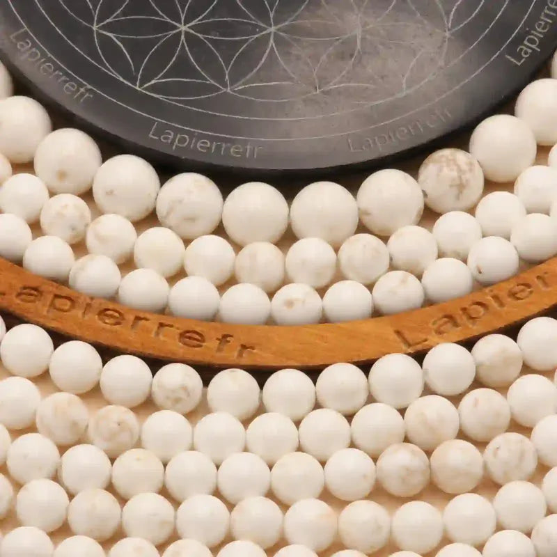 Perles de Magnésite blanche veinée rondes en 4, 6, 8 et 10 mm, pierre naturelle pour la création de bijoux