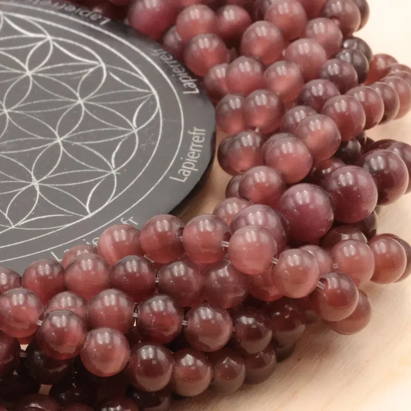 Perles Œil de Chat rouge en 6/8/10mm pour la création de bijoux