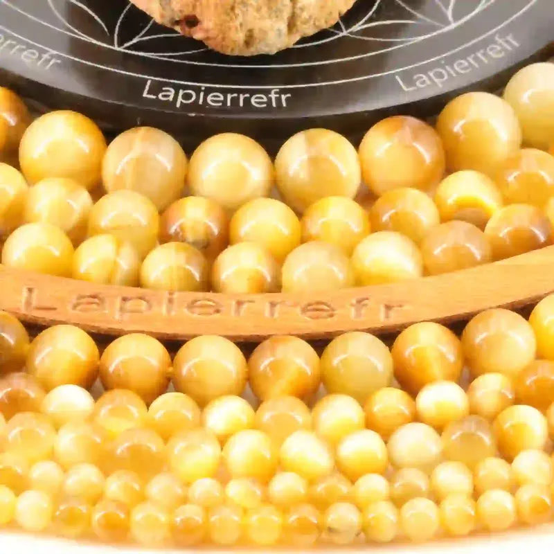 Fil de perles Œil de Tigre jaune doré, pierre naturelle ronde en 4, 6, 8 et 10 mm pour la création de bijoux