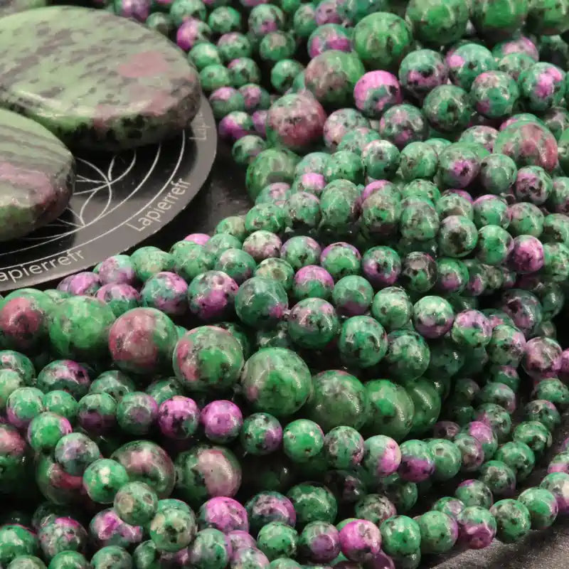 Perles rondes de Rubis Zoïsite en vrac, pierre naturelle verte et rose pour bracelet et collier