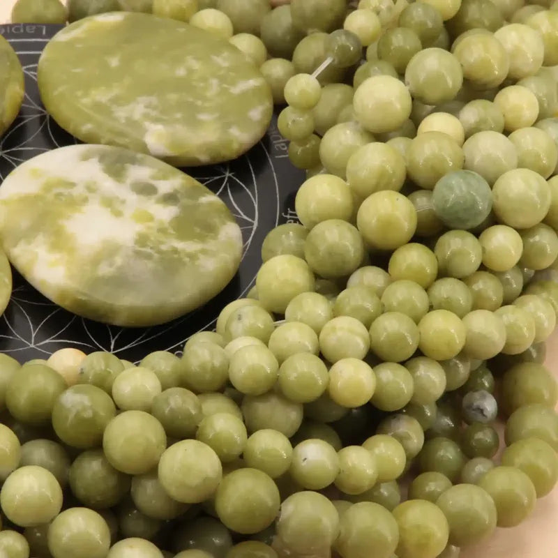 Perles Serpentine verte en pierre naturelle ronde 4/6/8/10 mm de Qualité AAA, pour la création de bijoux et lithothérapie